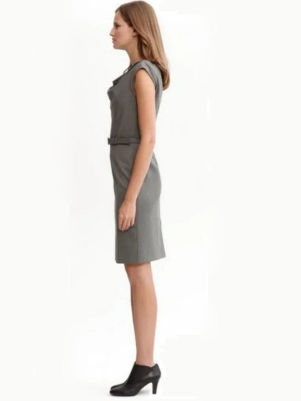 2/$30 Banana Republic Houndstooth Belted Knee-length Sheath Dress Gray 10 #A2417 - Picture 3 of 7